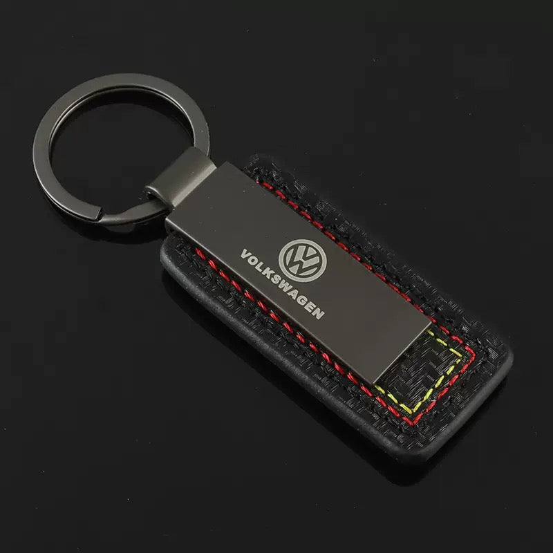 Leather Carbon Fiber Volkswagen / R Key Tag
