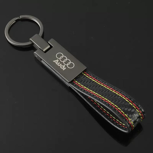 Leather Carbon Fiber Audi Key Tag