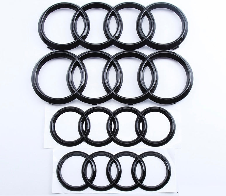 Gloss Black Audi Ring Set (Front Ring+ Rear Ring)