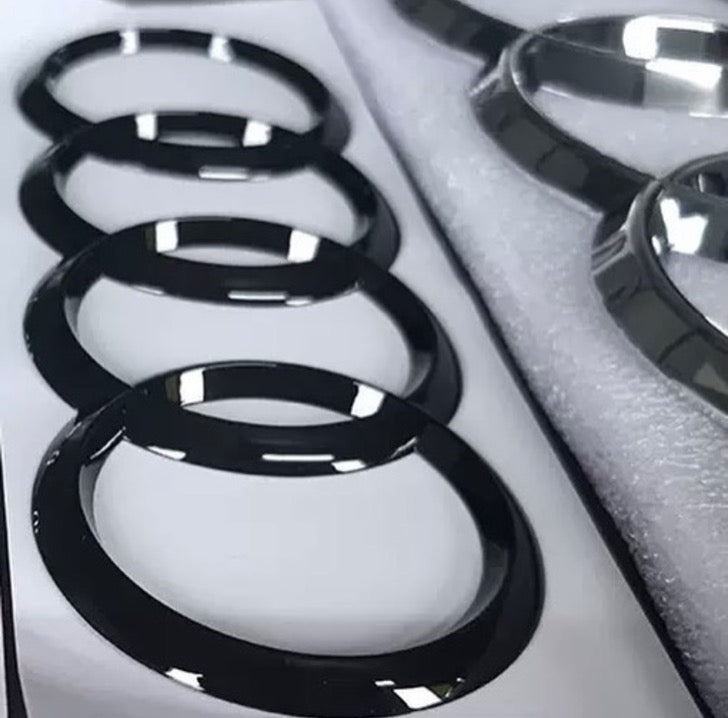 Gloss Black Audi S4 B8 B8.5 Badge Set – Front & Rear Rings, Full Emblem Replacement