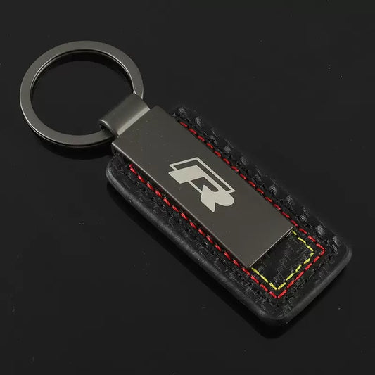 Leather Carbon Fiber Volkswagen / R Key Tag