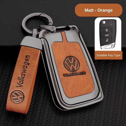 Leather with Bronze Metal Volkswagen Key Cover