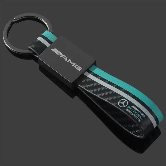 Leather Carbon Fiber Mercedes Benz AMG Key Tag